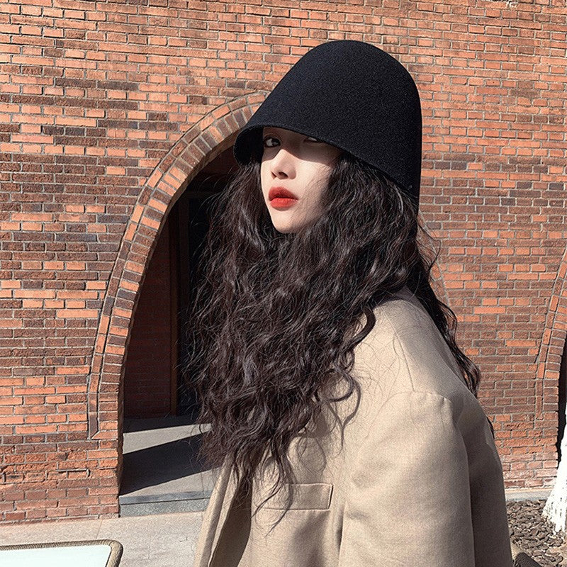 High Quality Wool Fisherman Hat Solid Color Bucket Hats Retro Bell-shaped Basin Cap For Woman Autumn Winter Warm Sun Visors Caps