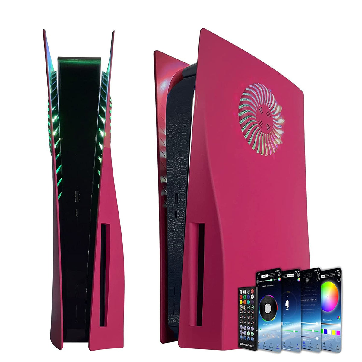 Replacement Faceplate Cooling Vents with RGB Light Strip LED Light Ring For PS5 Cover For PlayStation5 Disc Edition