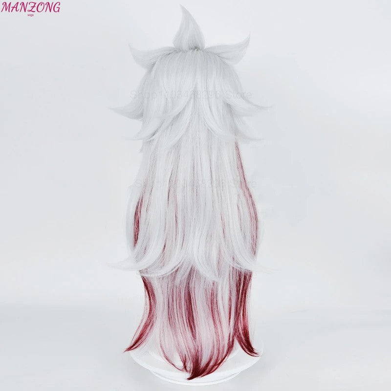 High Quality Game Impact Arataki Itto Cosplay Wig Heat Resistant Synthetic Hair Anime Wigs + Red Horn Prop Accessories