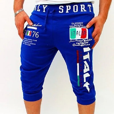 Men's Athletic Shorts Sweat Shorts Capri Pants Drawstring Print Letter Sports Outdoor Weekend Streetwear Stylish Sweatpants Male