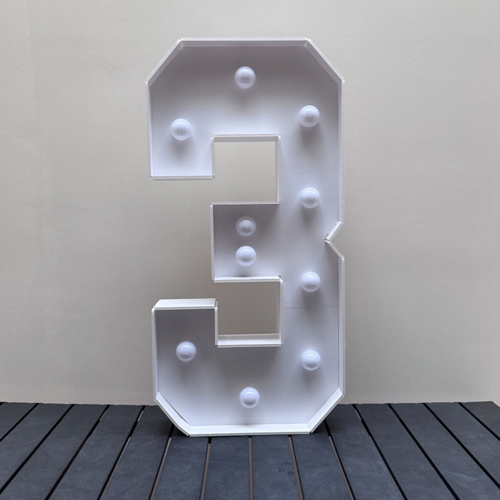 1/2 Pc 73cm/28.7inch Light Up Digital Marquee Frame White Lights KT Board Number 0-9 KT Board With Bracket Party Decorative