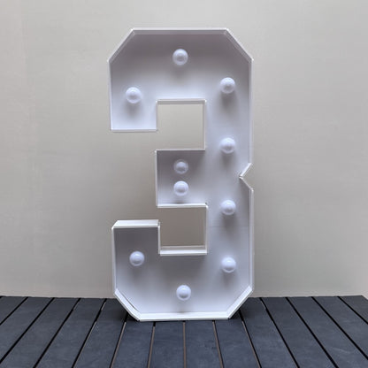 1/2 Pc 73cm/28.7inch Light Up Digital Marquee Frame White Lights KT Board Number 0-9 KT Board With Bracket Party Decorative
