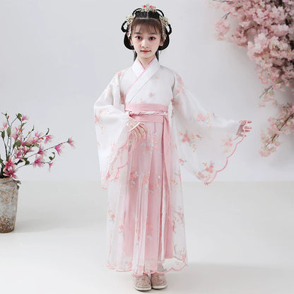 Fashion Girls Dresses Casual Outfit Long Sleeve Hanfu Girl Summer Children Clothes Princess Dress Baby Vestido Kids Tang Costume