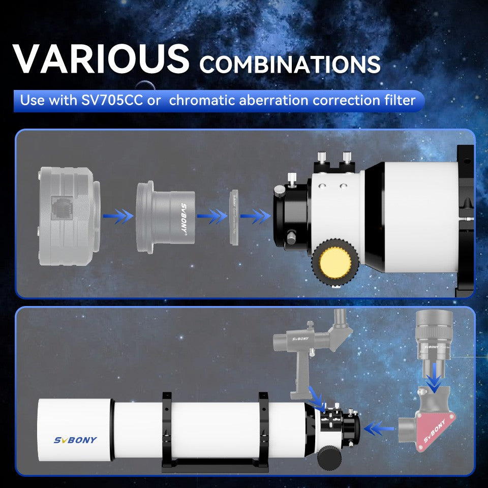 Svbony SV48P 102mm Telescópio Refrator Acromático OTA com Foco Dual-Speed RAP de 2.5" e Placa de Montagem em Cauda de Andorinha