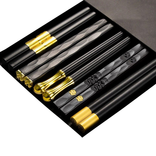 5 Pares de Hashis Japoneses Chineses Sushi Antiderrapantes Reutilizáveis de Metal Conjunto de Hashis Coreanos Conjunto de Talheres de Liga Saudável
