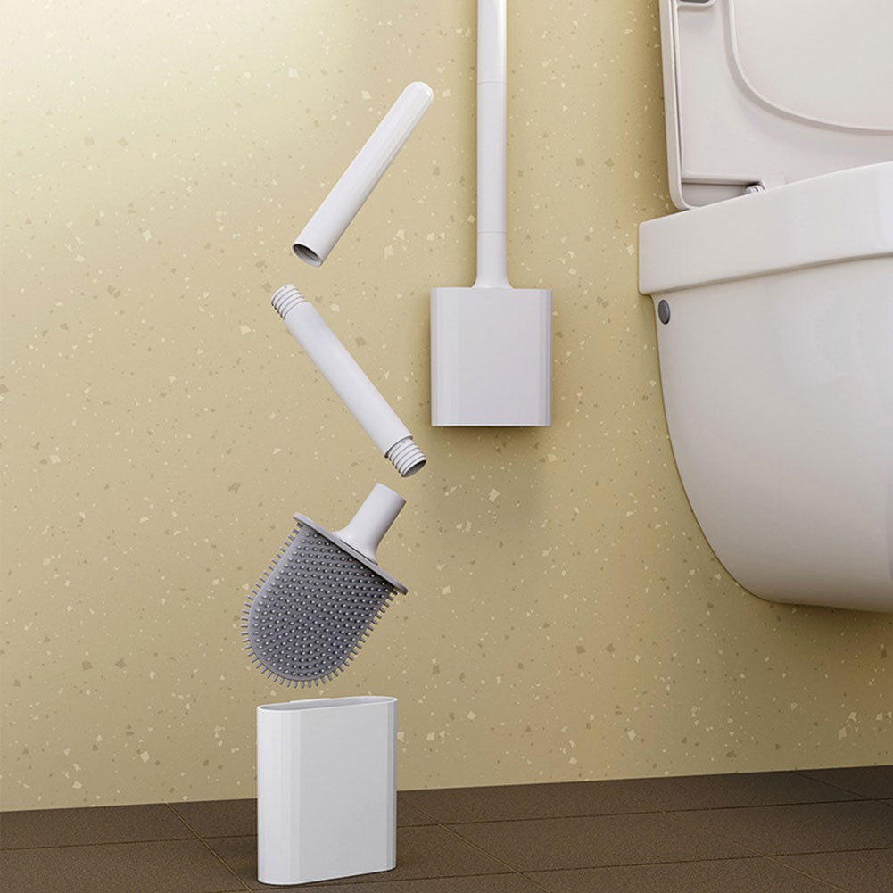 Silicone Toilet Brush With Holder Wall-Mounted Toilet Cleaning Brush Rubber Bristle Toilet Cleaner Brushes Bathroom Accessories