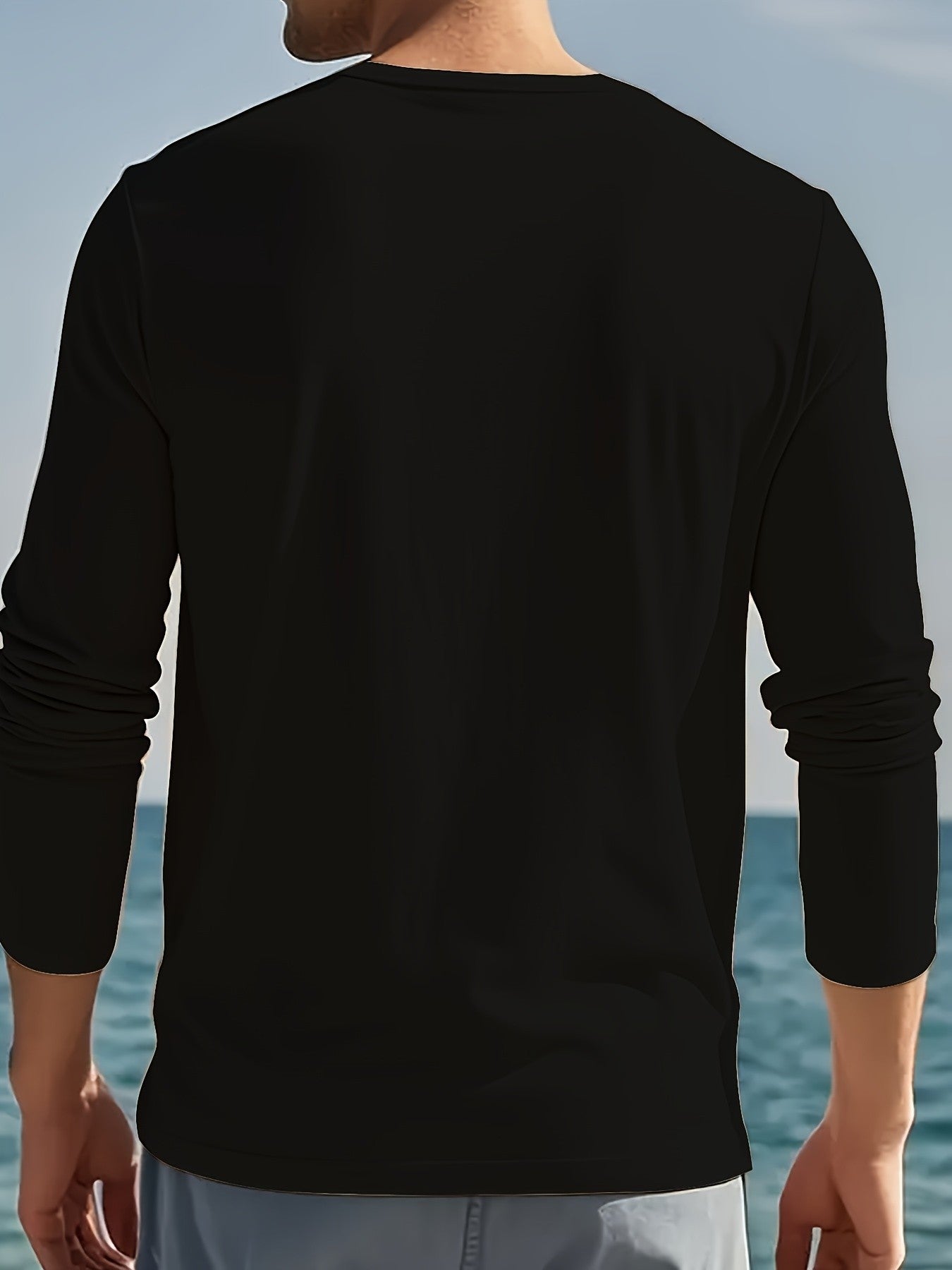 Men's Outdoor Leisure Sports Long Sleeve T-Shirt Crew Neck Autumn Bottom Shirt Machine Washable Versatile Fashion