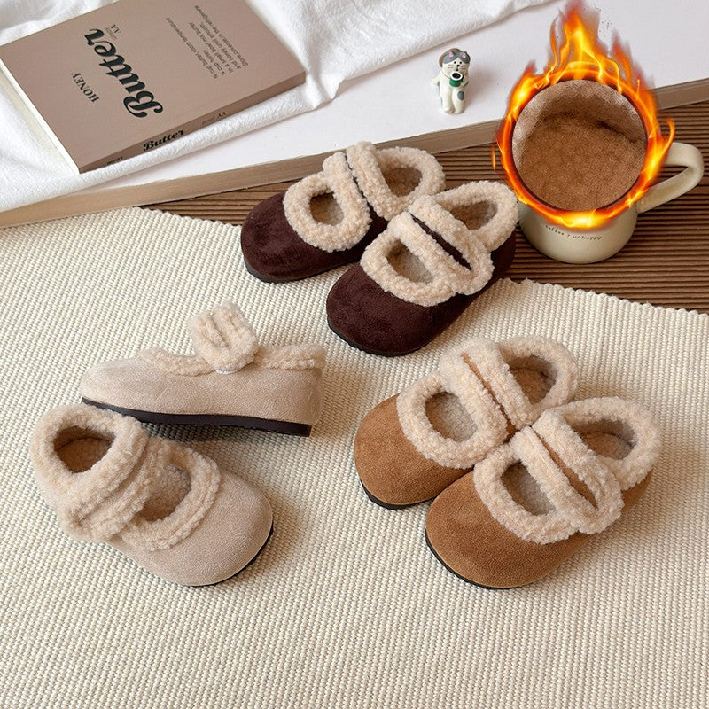 Children's Cotton Shoes 1-18 Years Old Beige Padded Thickened Boys Girls Walking Shoes Brown Soft Bottom Non-slip Kids Fur Shoes