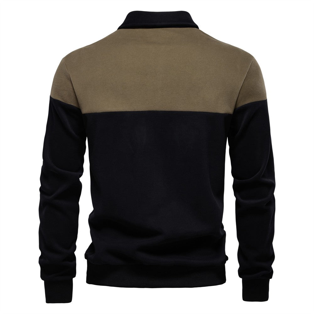AIOPESON Men's Premium Cotton Sweatshirt Color Block Sweatshirt Long Sleeve Business Casual Social Sweatshirt