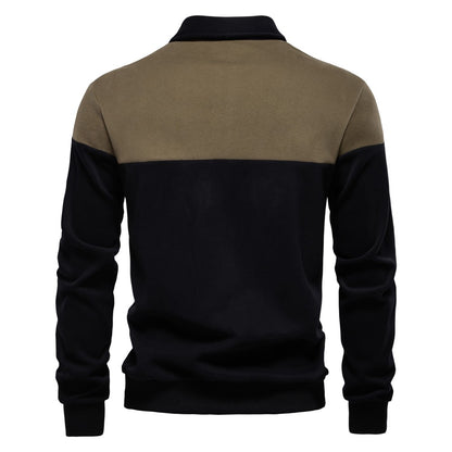AIOPESON Men's Premium Cotton Sweatshirt Color Block Sweatshirt Long Sleeve Business Casual Social Sweatshirt