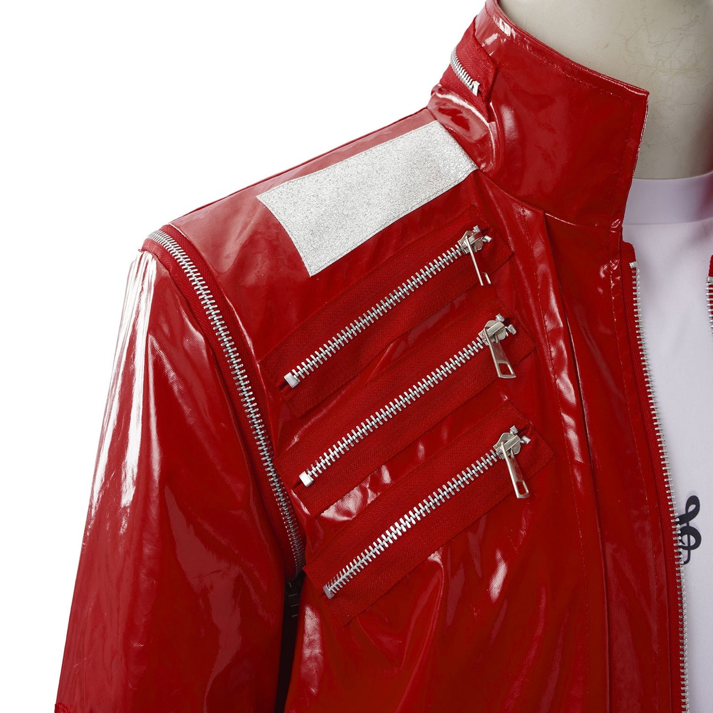 Red Zipper Michael Jackson MJ Beat It Jacket for Impersonators PU Leather Punk Casual Coat Halloween Stage Christmas Outwear Cos