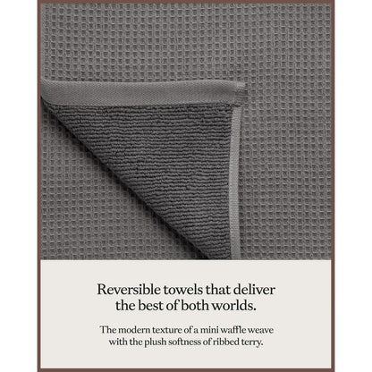 Complete Waffle Bath Bundle - 60% Cotton 40% Viscose from Bamboo - Quick Dry & Ultra-Soft Waffle Weave Bath Towels