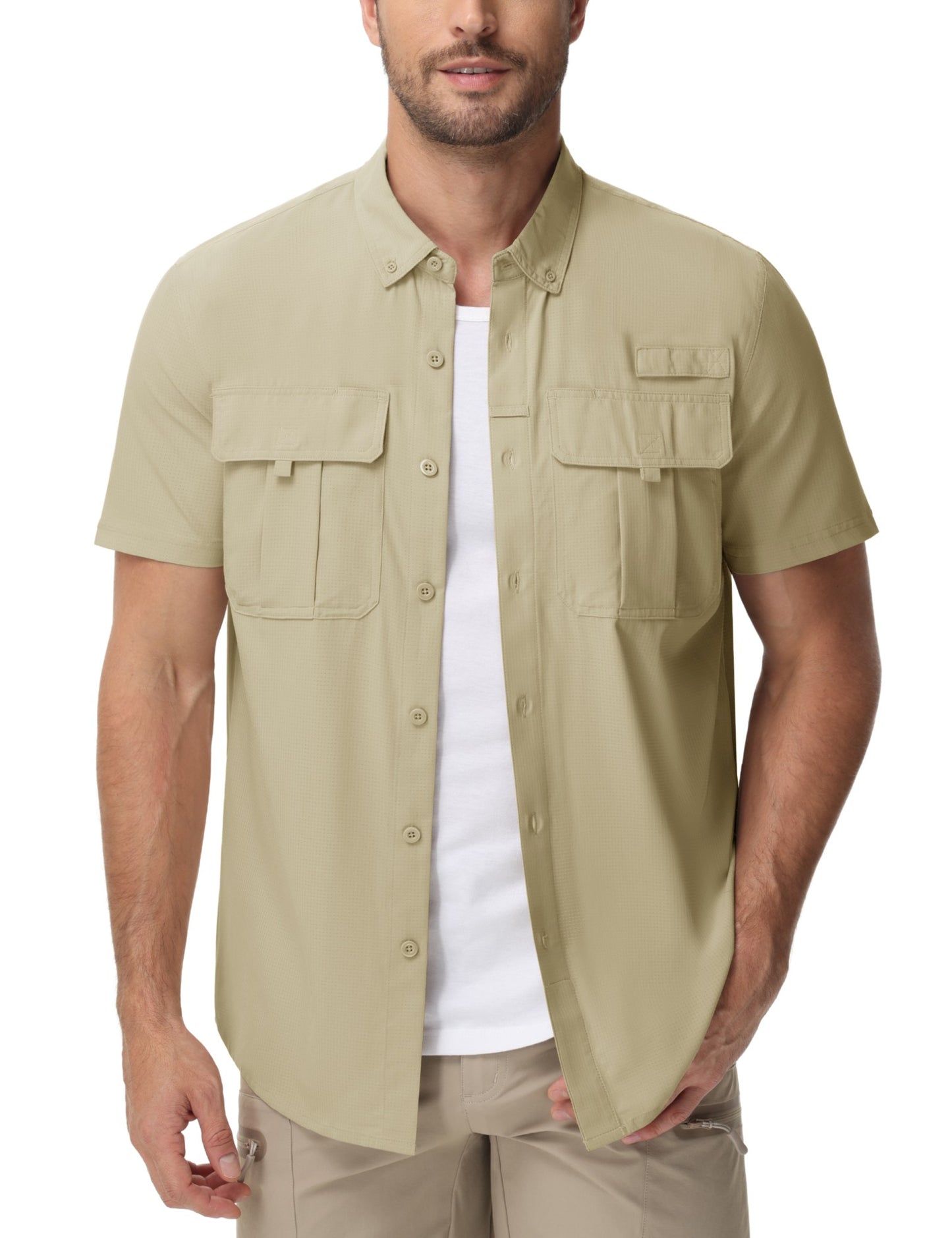TACVASEN UPF 50+ Sun Protection Shirts Men's Quick Dry Outdoor Fishing Hiking Shirt Mesh Breathable UV Work Cargo Shirts Men