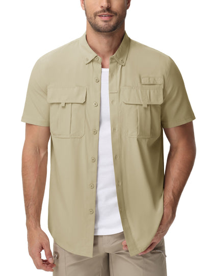 TACVASEN UPF 50+ Sun Protection Shirts Men's Quick Dry Outdoor Fishing Hiking Shirt Mesh Breathable UV Work Cargo Shirts Men