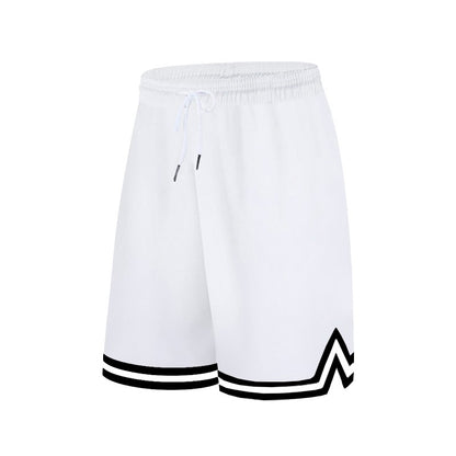 Knee Length Basketball Shorts Men Striped Loose Running Sport Gym Dry Fit Mesh Breathable Fitness Training Workout Bottom Male