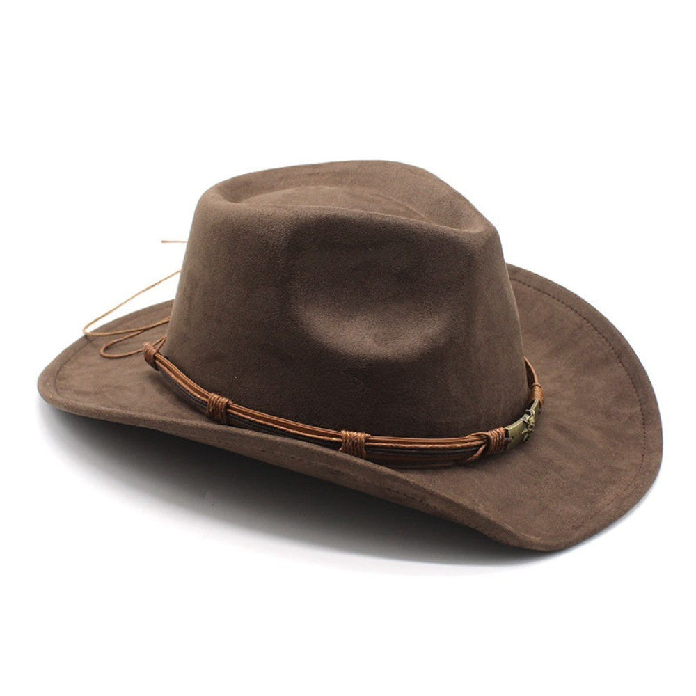 New Artificial Suede Cowboy Hats Big-edge Breathable Jazz Knight Hats Solid Color Party Cosplay Hat Spring