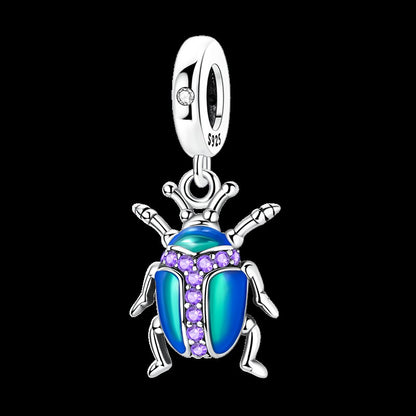 Pingente Charm Libélula Tema Primavera Prata Esterlina 925 Borboleta Flor Pendente Compatível com Bracelete Colar Joias DIY