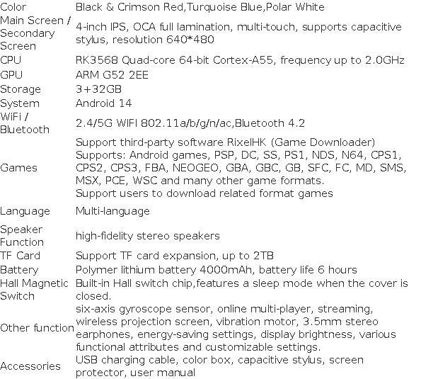 Anbernic RG DS Video Game Console Dual 4.0” IPS Screen Android 14 Support Dual Application On Split Screens & Hall Switch Chip