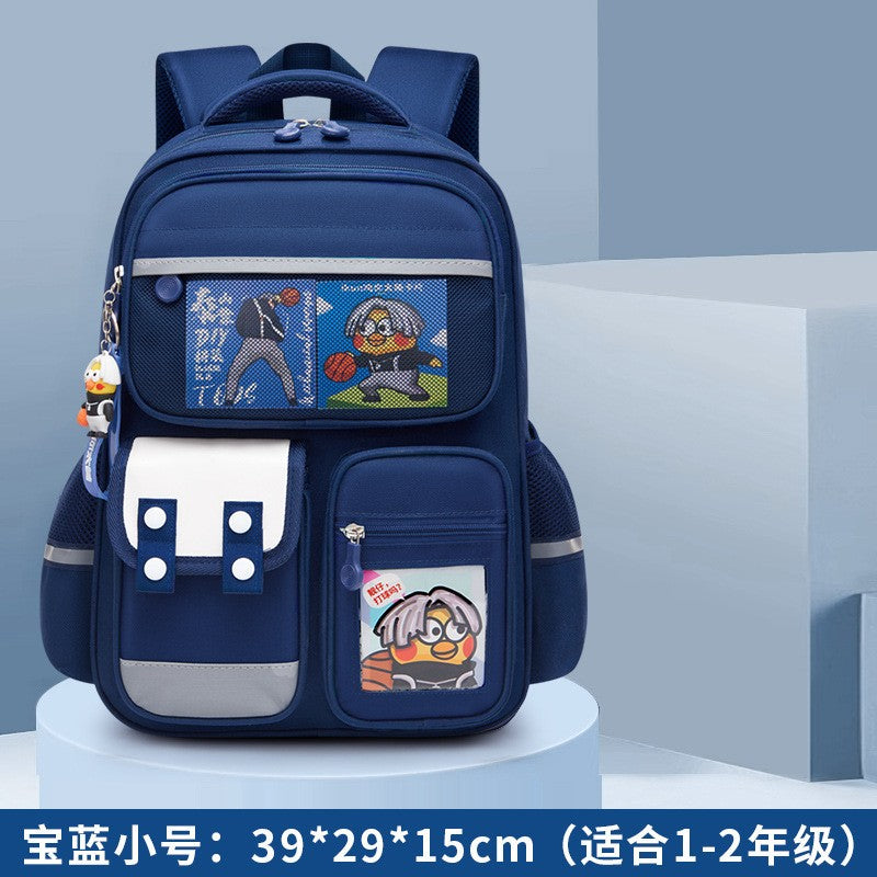 Mochila infantil de grande capacidade estilo britânico para meninas do ensino fundamental, leve, que reduz o peso e protege a coluna vertebral