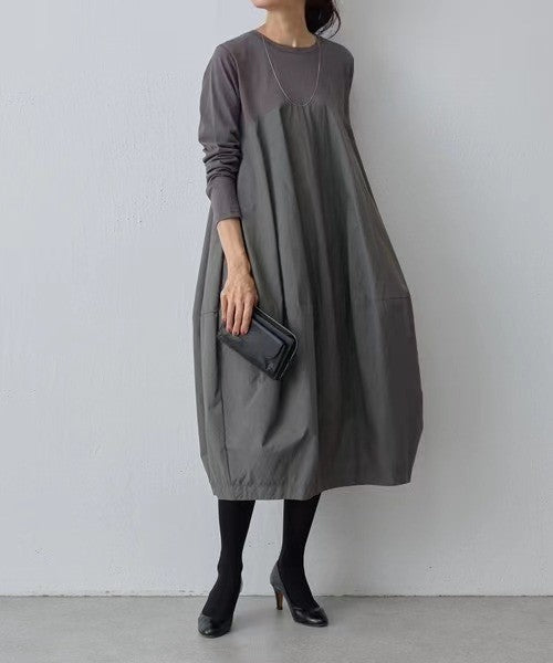 2023 Autumn/Winter New Arrival Japanese Korean Style Leisure Knit Long Sleeve Round Neck Dress Stock Available