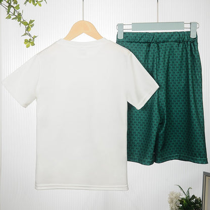Conjunto de Roupa Infantil Menino Menina Camisetas e Shorts Estampados de Urso Cartoon 2 Peças Bebê Letra Impressa Top Calça Fato de Treino