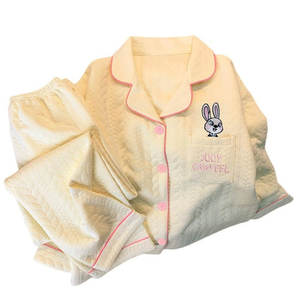 Embroidery Cartoon Character Judy Nick Pajamas Set for Women Disney Cute Sweet New 2PC Set Sleepwear Autumn Winter Soft Pajamas