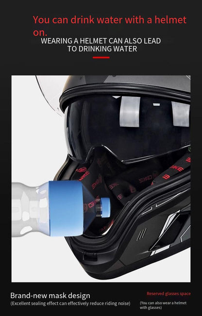 Capacete de bebida, capacete de motocicleta, capacete aberto, espelhos duplos masculinos e femininos, capacete de inverno para todas as estações, 3C e DOT do