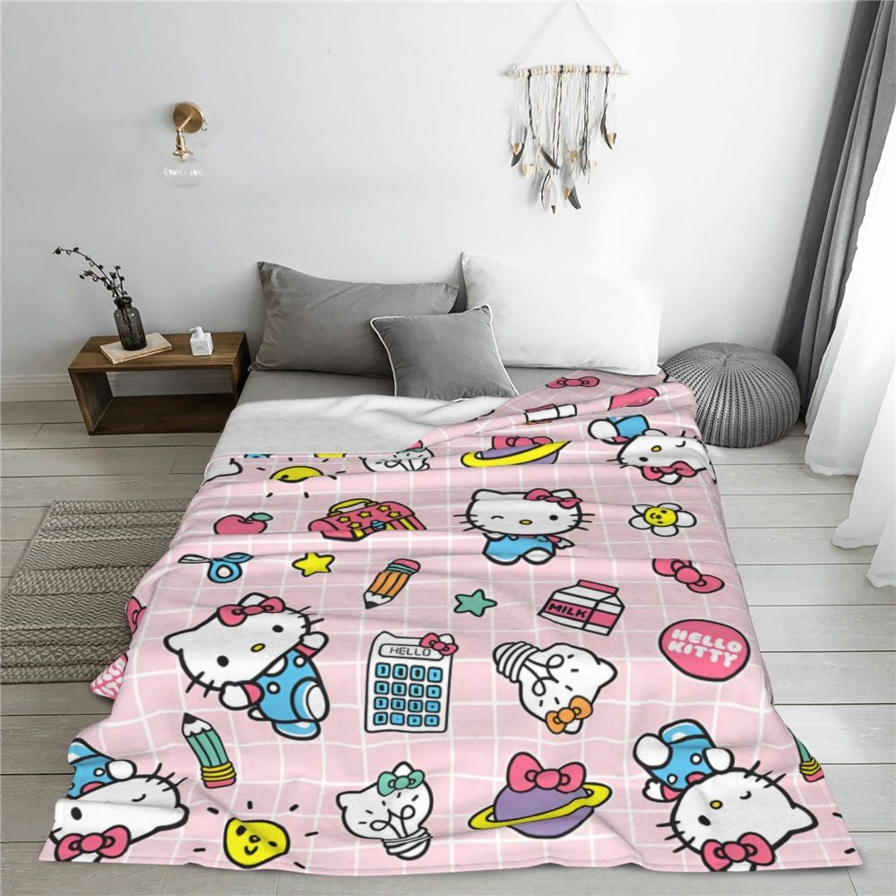 Christmas Hello Kitty Blankets Quality Warm Throw Blanket Winter Travel Office Couch Bed Graphic Bedspread