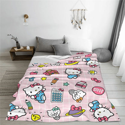 Christmas Hello Kitty Blankets Quality Warm Throw Blanket Winter Travel Office Couch Bed Graphic Bedspread