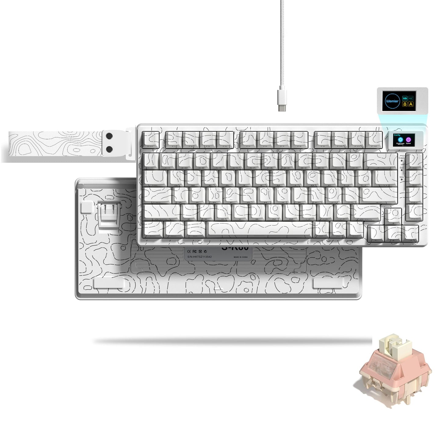 Teclado Gamer Mecânico Womier S-K80 75% com Display OLED Colorido Hot Swap Gasket Mount RGB Teclado Personalizado