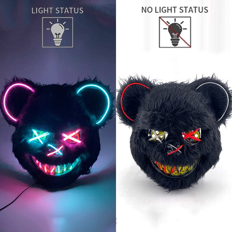 Hot Bloody Rabbit Bear Luminous LED Mask Halloween Horror Bunny Mask Carnival Party Props Cosplay Dress Up Headgear