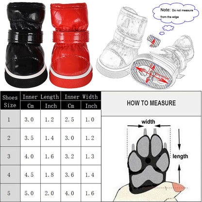 4 unidades/conjunto de sapatos de inverno para cães, botas de neve quentes com forro de lã, sapatos à prova d'água para filhotes de gato, acessórios para cães chihuahua e yorkie