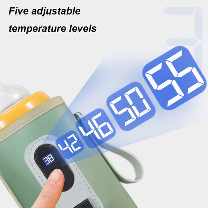 USB Baby Bottle Heater 5 Gear Adjustable Temperature Display Baby Bottle Heating Warmer 38°C-55°C for Outdoor Car Travel