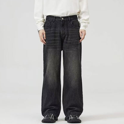 Calça Jeans Masculina Clássica Americana Hip Hop Rap Perna Larga Juventude Popular Masculina Reta Retrô Solta Calças Jeans Oversized