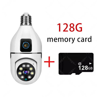 8MP WiFi IP Camera E27 Bulb Dual Lens Wireless Cam Baby Monitor Two-way Audio AI Human Tracking Smart Home Surveillance Camera