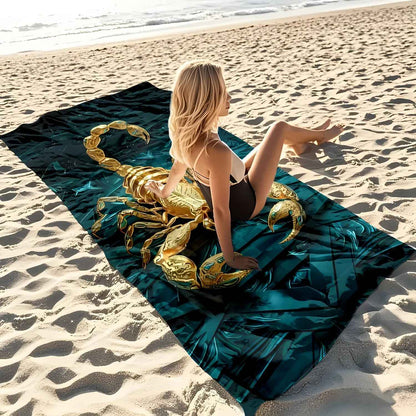 Golden Scorpion Beach Towel: A Striking Accessory for Your Next Beach Adventure! Suitable for towels, bath towels, beach towels