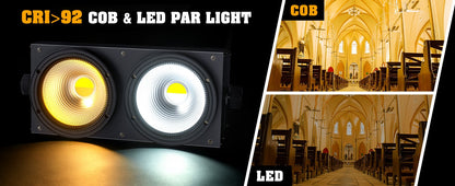 U'King 4PCS 200W COB Par Light 2x100W Blinder Lighting 2 Eyes LED 2IN1 COB Cool Warm White Lighting Party Bar DMX Stage Lighting