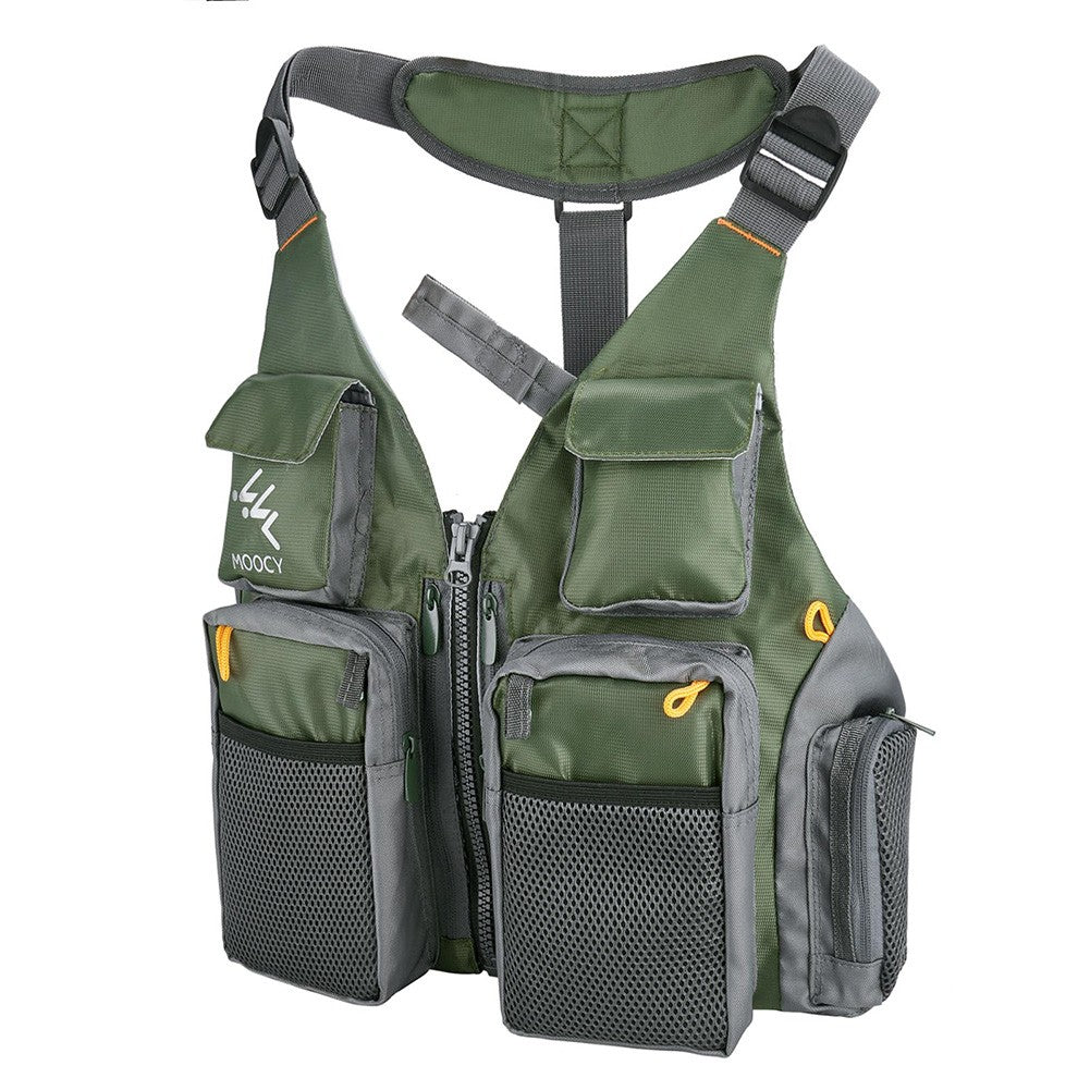 Jaqueta de Pesca Confortável Vários Bolsos Jaqueta de Pesca Versátil Colete de Pesca Marinha Respirável Ajustável para Corrida Viagem Caminhada