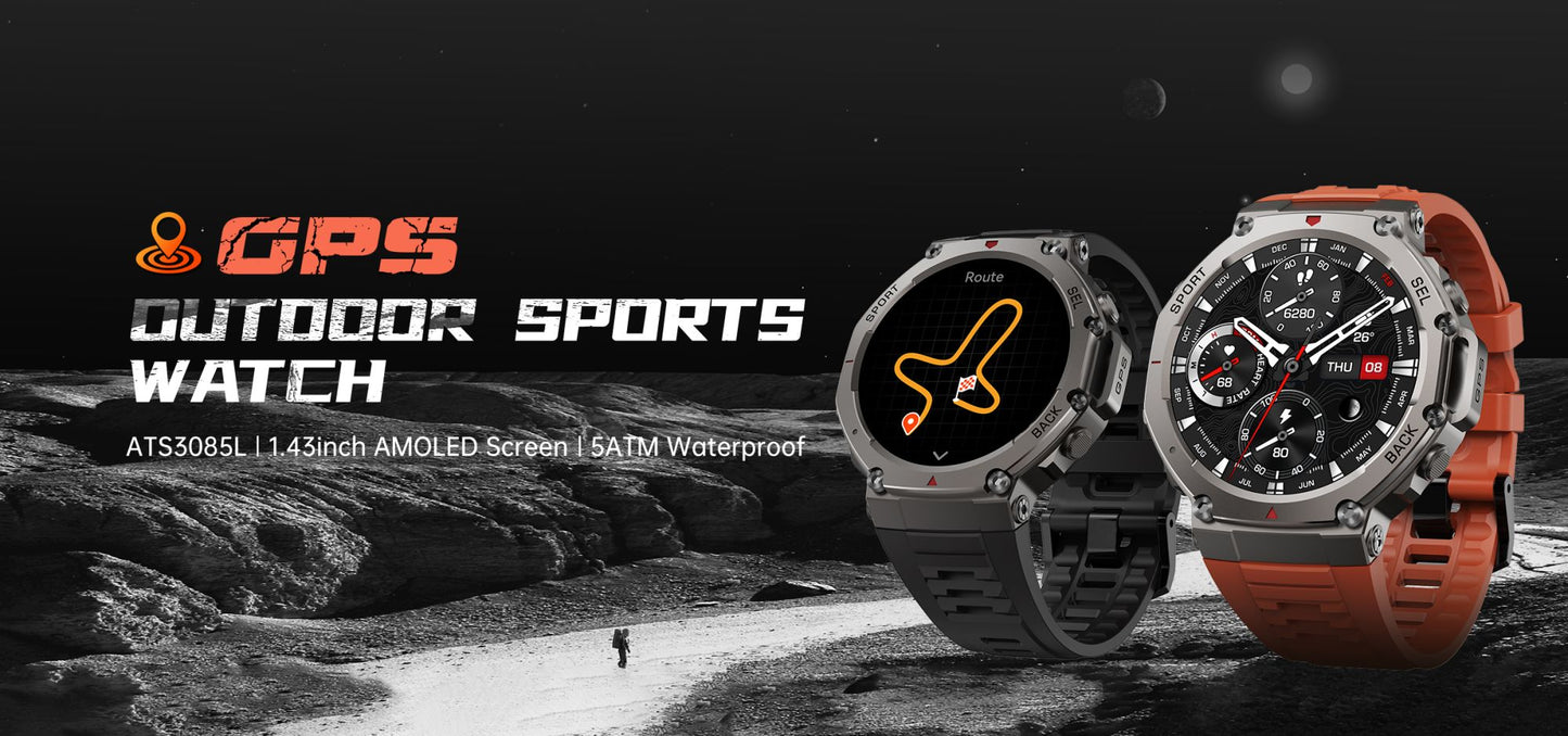 T-Rex 3 Ultra Built-in Dual-band GPS Smartwatch 5ATM Waterproof 48mm AMOLED Compass 170+ Sport Durable Military Smart Watch 2025