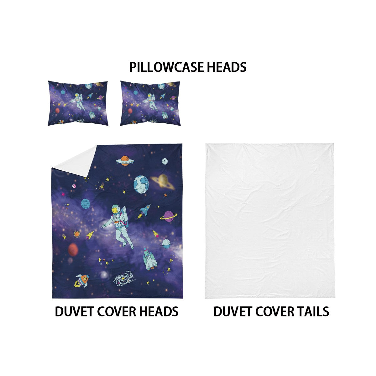3-piece Starry Sky, Space Planet, Astronaut Pattern Print (1 duvet cover+2 pillowcases, no core) Comfortable Bedding Set