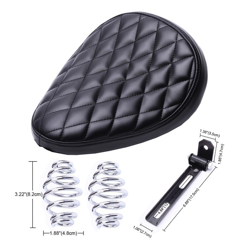 Assento de Couro para Motocicleta Retro Couro Preto Banco Solo para Harley Custom Chopper Bobber Honda Yamaha Kawasaki Suzuki