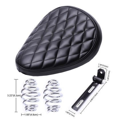 Assento de Couro para Motocicleta Retro Couro Preto Banco Solo para Harley Custom Chopper Bobber Honda Yamaha Kawasaki Suzuki