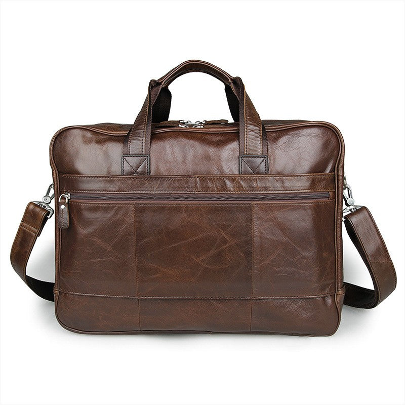 High Quality Genuine Leather Men Briefcase Business bag Crazy Horse Leather Large 17"inch Laptop Bag male Portfolio Office Case