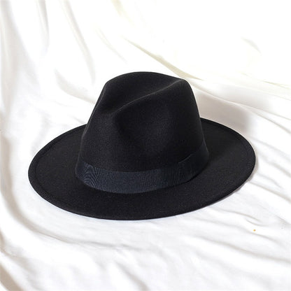 Men's fedora hat Men's and women's universal solid color fedora hat Women's 21 color wide brim jazz hat Autumn and winter Britis