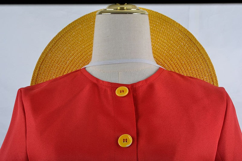 Anime Piece Pirate Luffy Cosplay Costumes Monkey D Sun God Two Years Later Cos Adult Kids Carnival Party Red Top Pants Suits Hat