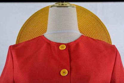 Anime Piece Pirate Luffy Cosplay Costumes Monkey D Sun God Two Years Later Cos Adult Kids Carnival Party Red Top Pants Suits Hat