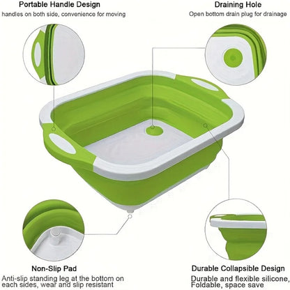 1pc Portable space saving basin with built-in sink and storage function - perfect for outdoor camping, travel, and home use