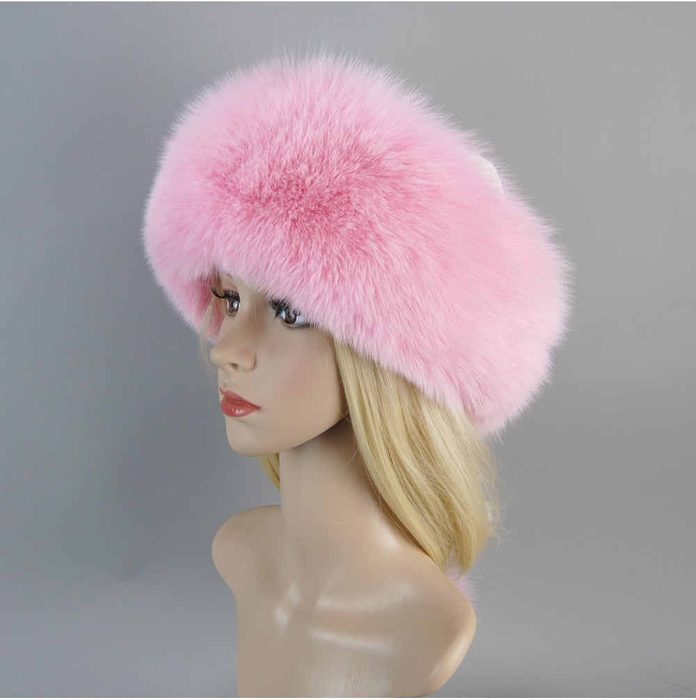 Nova Touca de Luxo de Inverno 100% Pelo de Raposa Natural Toucas de Pelo de Raposa Real de Qualidade para Mulheres Toucas de Pelo de Raposa Genuíno para Meninas