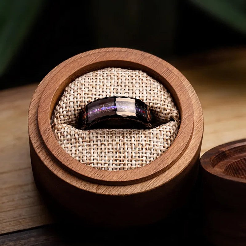 Anel de carboneto de tungstênio preto, anel de compromisso para homens, joias da moda, alianças de casamento masculinas, anéis de noivado Galaxy