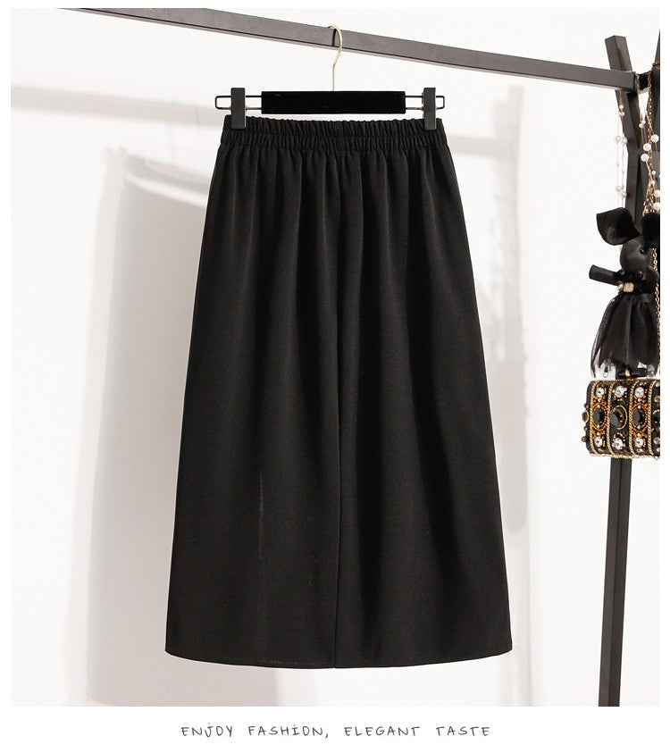 2025 Plus Size Elegant Asymmetrical Slit Skirts Autumn Winter Mid-Length A-Line Skirt Women's High Waist Oversized Suit Skirts